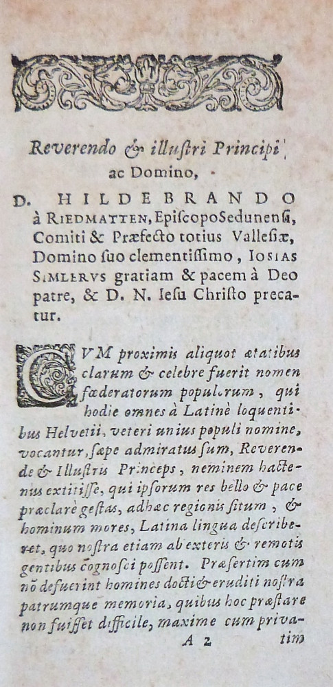 Simler, Josias. Vallesiae et Alpium descriptio. Leida, Ex officina Elzeviriana, 1633. 