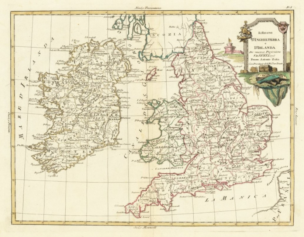 Li Regni d'Inghilterra e d'Irlanda. Venezia, Antonio Zatta, 1776.