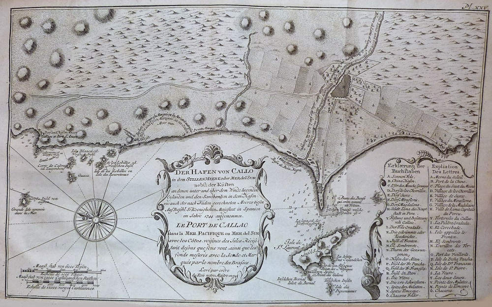 Juan, George - Ulloa, Antonio De. Voyage historique de l’Amerique Meridionale fait par ordre du roi d’Espagne. Amsterdam e Lipsia, Arkstée & Merkus, 1752.