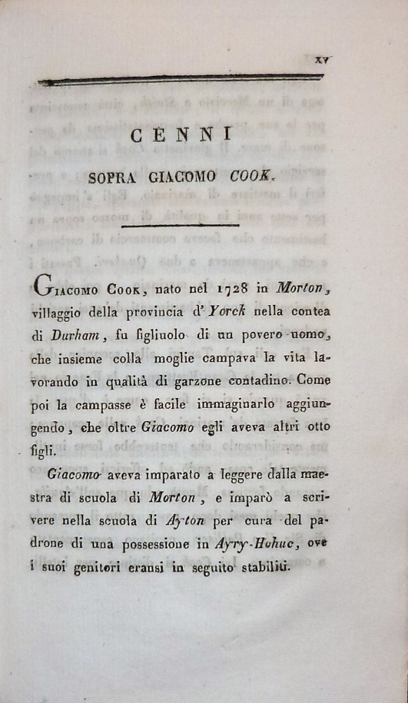 Cook, James. Navigazioni di Cook pel grande oceano e intorno al globo. Milano, Dalla Tipografia Sonzogno e Comp., 1816-1817.