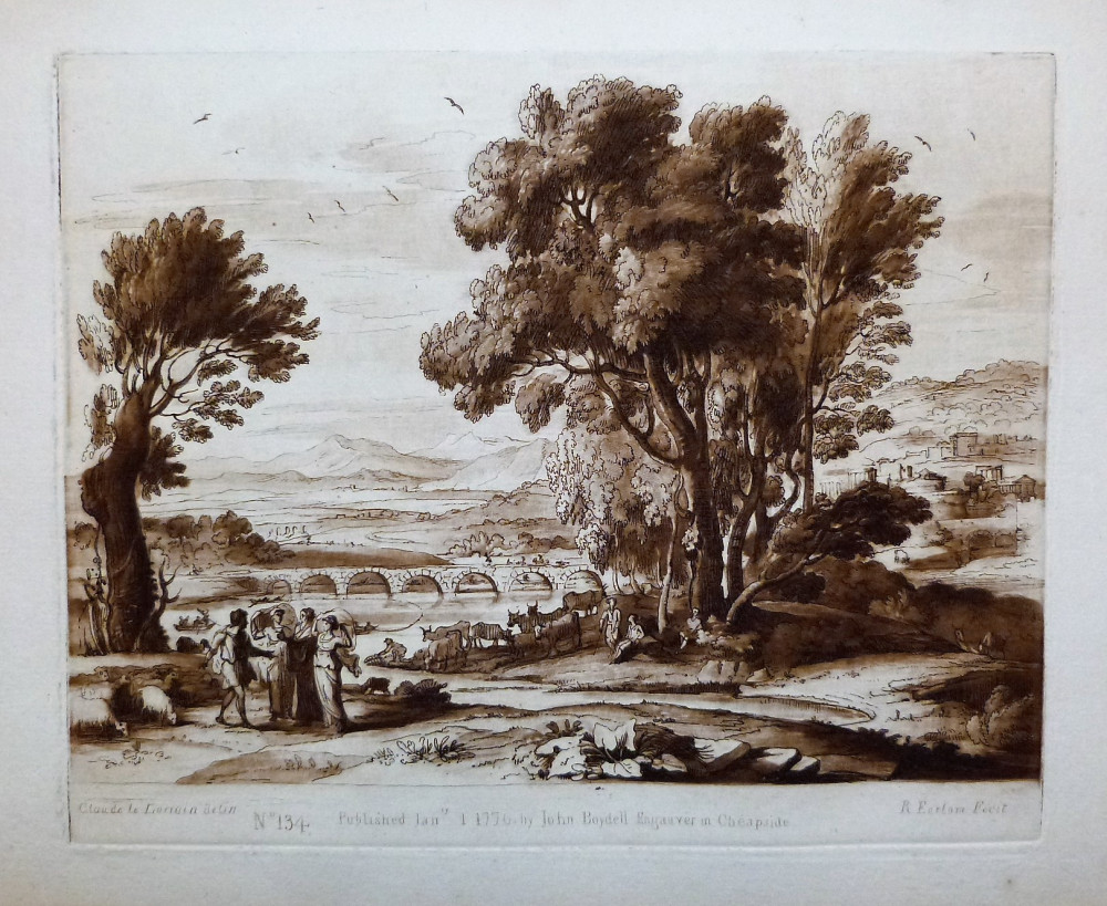 Paesaggio ideale. Londra, Claude Le Lorrain-Richard Earlom-John Boydel, 1777.