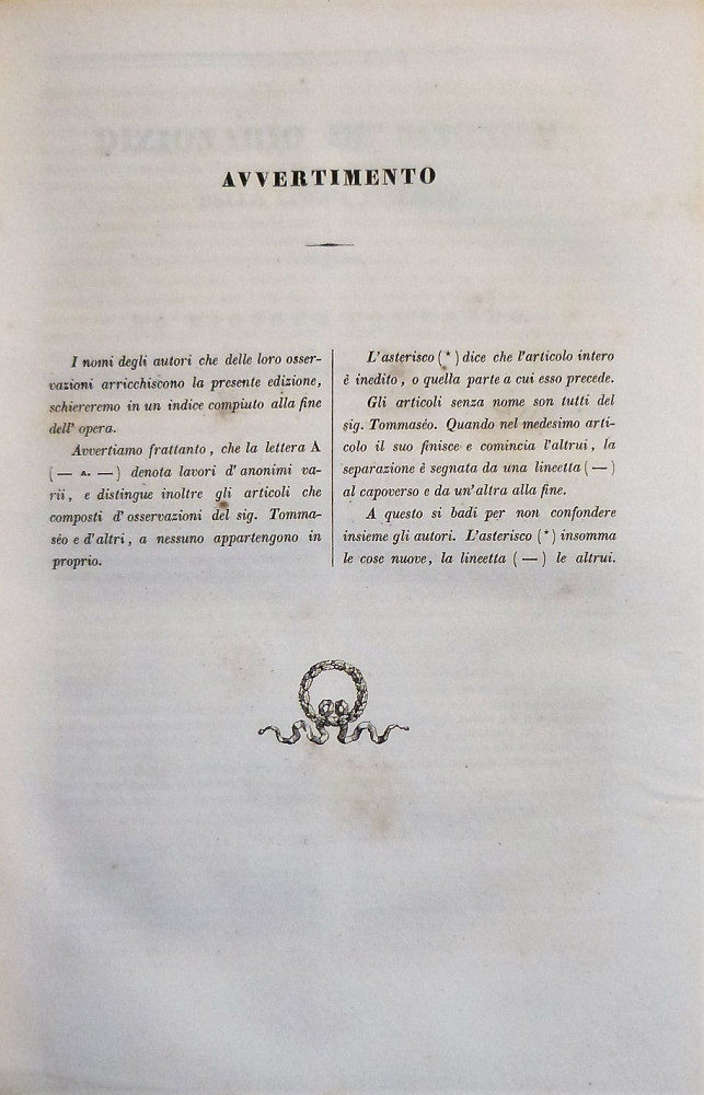 Tommaseo, Niccolò. Nuovo dizionario dei sinonimi della lingua italiana. Firenze, Gio. Pietro Vieusseux, 1838.