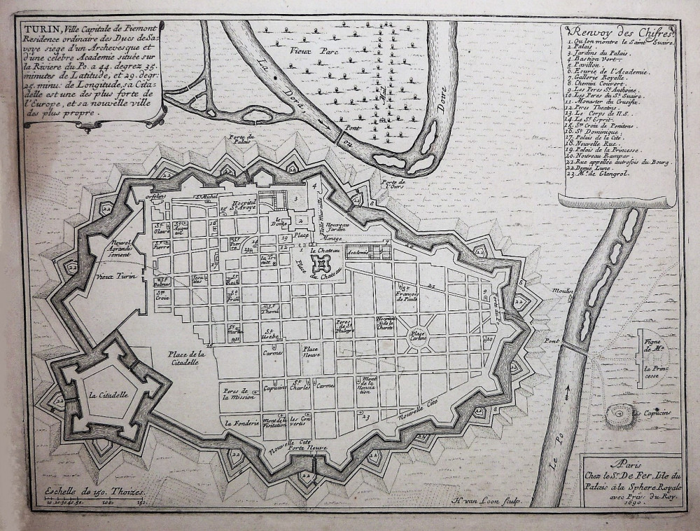 Turin Ville Capitale de Piemont. Parigi, Nicolas De Fer, 1690.