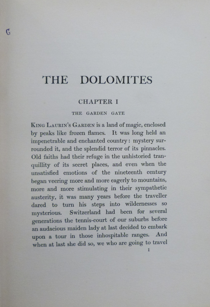Farrer, Reginald John. The Dolomites. Londra, Adam & Charles Black, 1913.