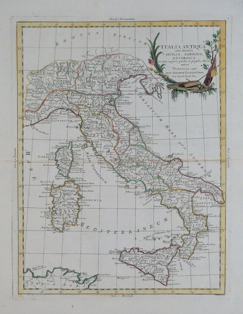 L'Italia Antiqua cum Insulis Sicilia, Sardinia, et Corsica. Venezia, Antonio Zatta, 1785.