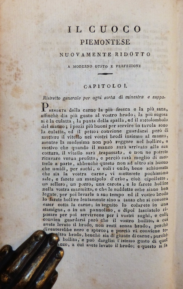 Il cuoco piemontese ridotto all’ultimo gusto con nuove aggiunte ad uso anche della [...]. Milano, Per Giovanni Silvestri, 1825.	