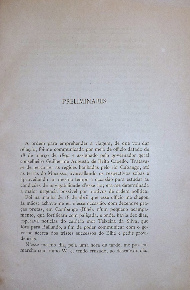 Couceiro, Henrique Mitchell de Paiva Cabral. Relatorio de viagem entre Bailundo e as terras do Mucusso. Lisbona, Imprensa Nacional, 1892.
