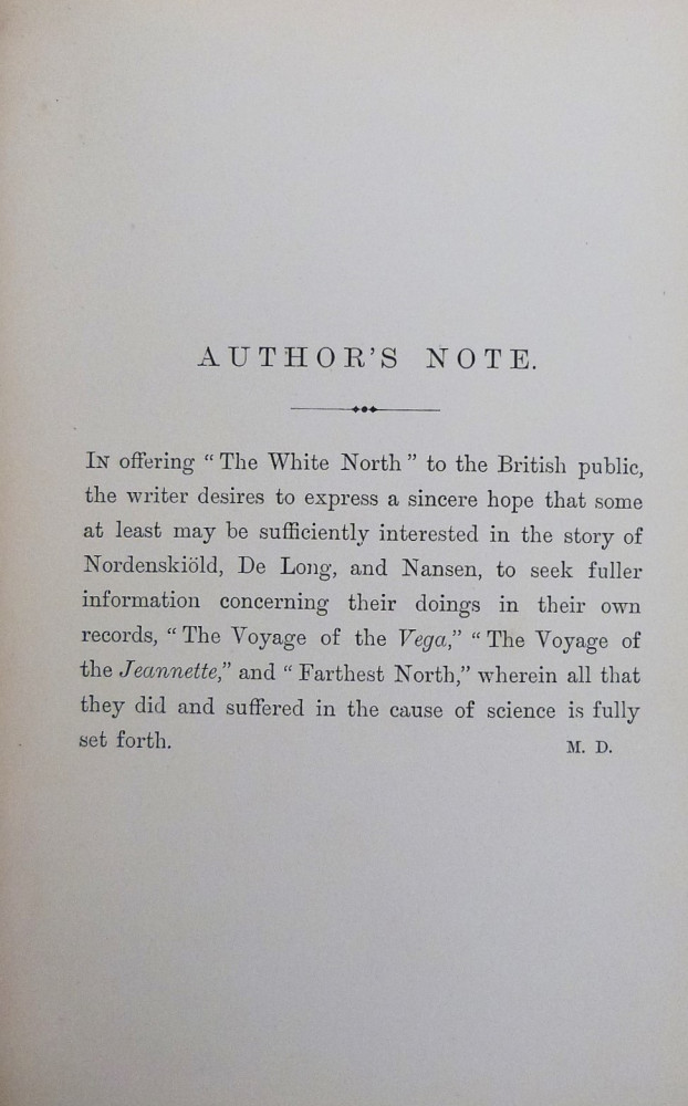 Douglas, Mary. The White North: with Nordenskiöld, De Long, and Nansen. Londra, Thomas Nelson, 1899.