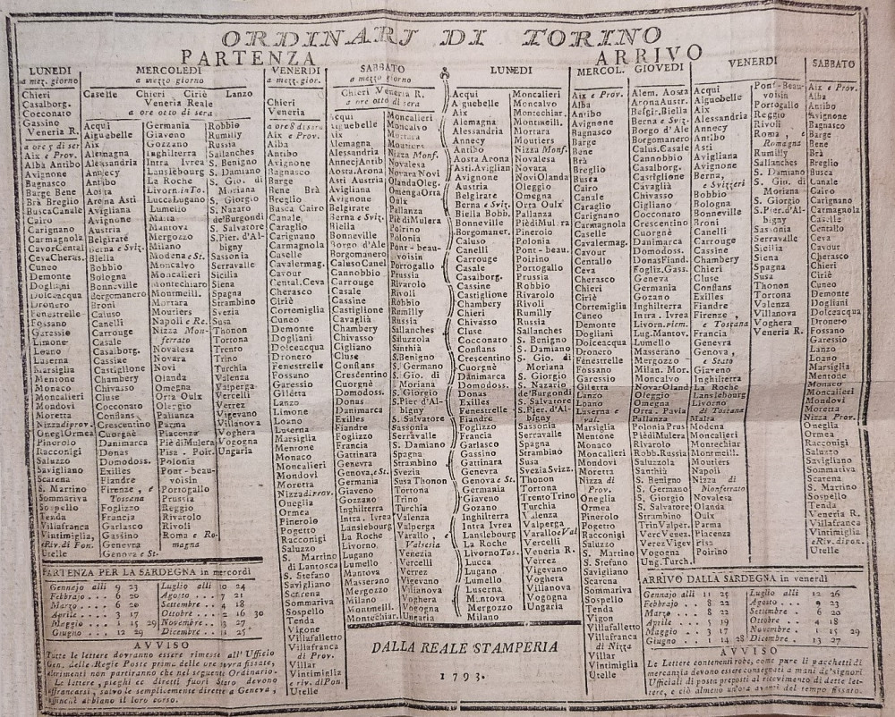 Calendario per la Real Corte di Torino. Torino, Stamperia Reale, 1783.