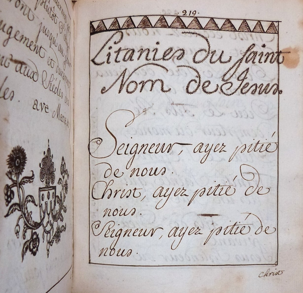 Manoscritto - De Beer, Marie Elisabeth. Laurier spirituel ou les plus utiles prières son contenûes. 1748.