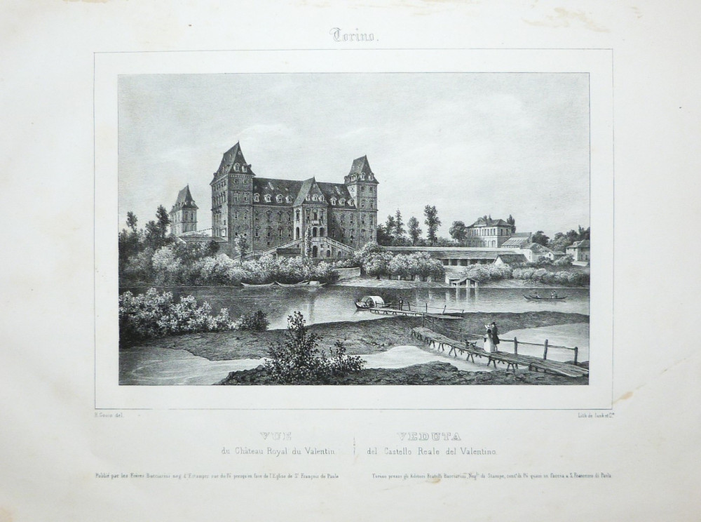 Veduta del Castello Reale del Valentino. Torino, Jean Junck, 1852.
