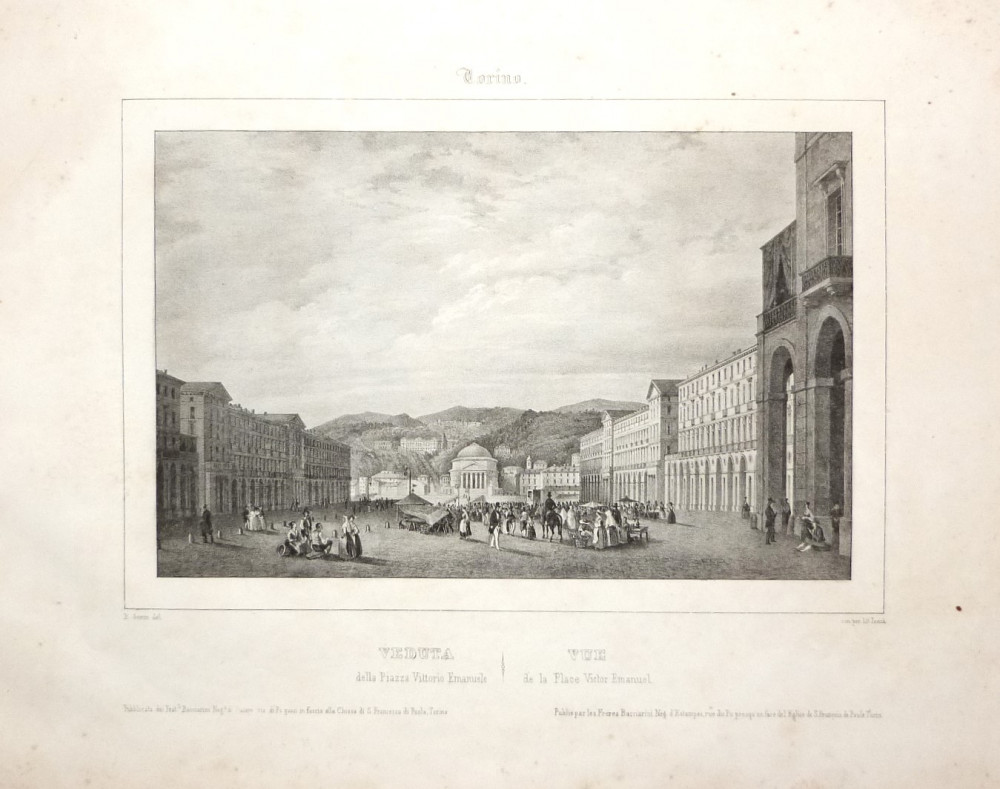 Veduta della Piazza Vittorio Emanuele. Torino, Jean Junck, 1852.
