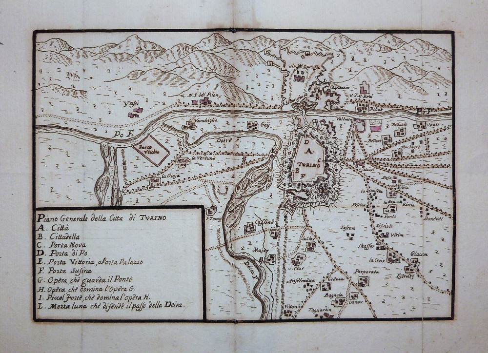 Disegno - Piano generale della città di Torino. Torino, 1630 circa.