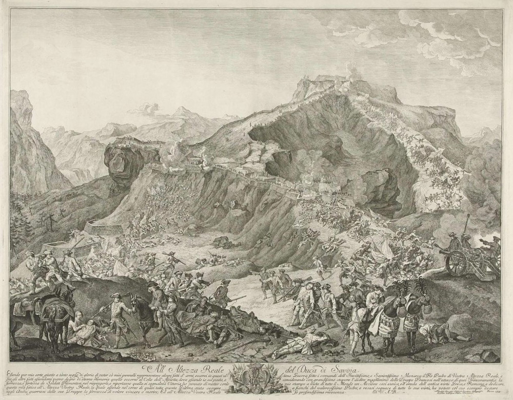 Veduta della Battaglia dell’Assietta. Roma, Giacinto La Pegna, 1754.