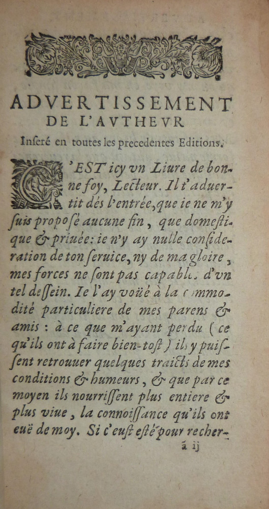 Montaigne, Michel de. Les essais. Parigi, Laurent Rondet - Robert Chevillon, 1669.