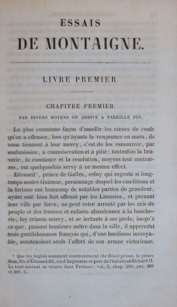 Montaigne, Michel de. Essais. Parigi, Lefèvre , 1844.