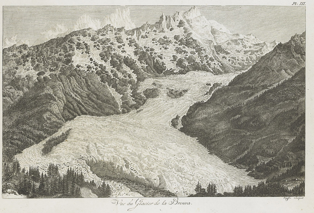 Vue du Glacier de la Brenva. Neuchâtel, Adam Töpffer, 1796.