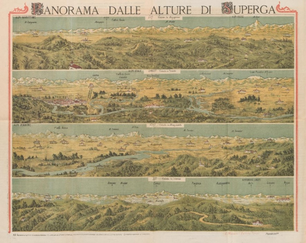 Panorama dalle alture di Superga. Torino, G. Monetti, 1890.