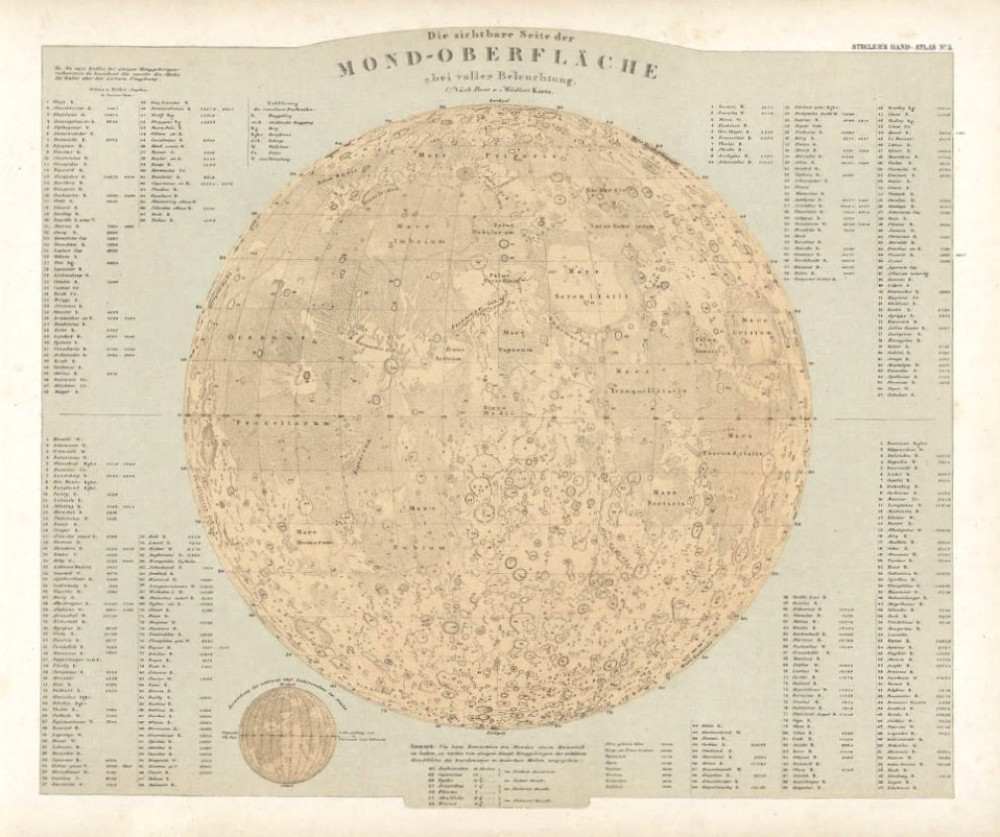 Die sichtbare Seite der Mond-Oberflache bei voller Beleuchtung. Gotha, Justus Perthes, 1882.
