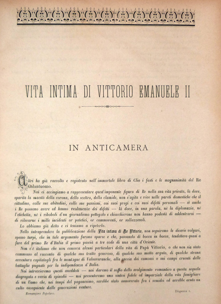 Spartacus. Vita intima di Vittorio Emanuele II. Torino, D. Fino, 1880.