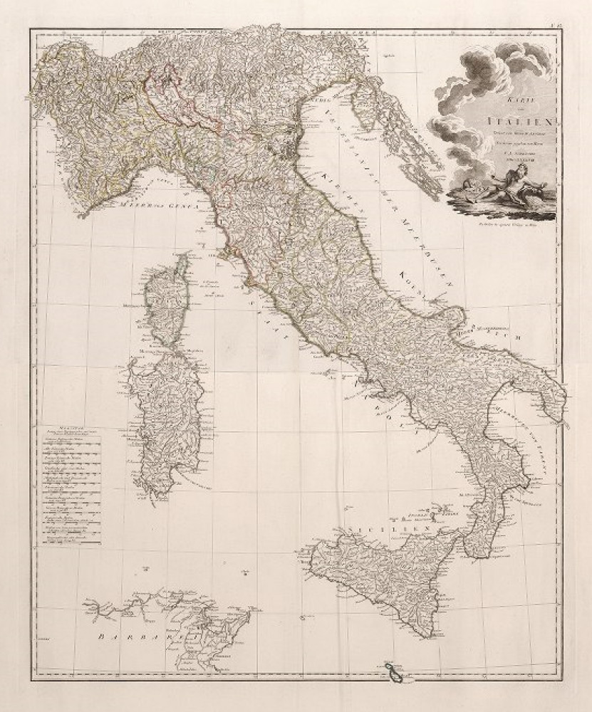 Karte von Italien. Vienna, Franz Anton Schraembl, 1788.	