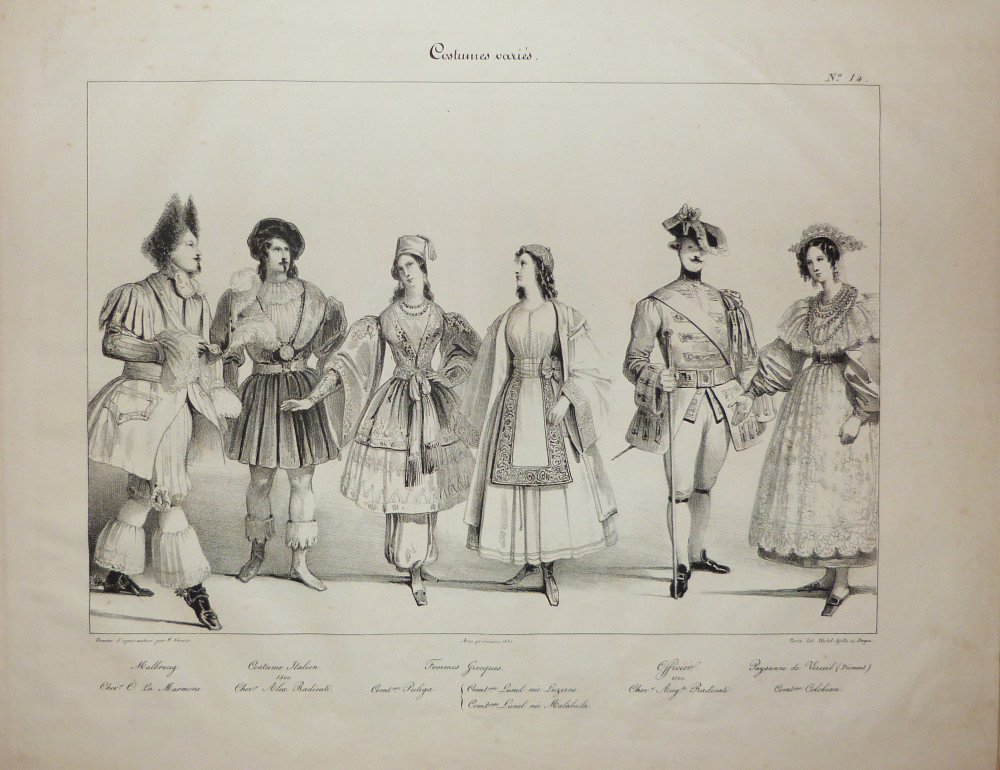 Gonin, Francesco. Souvenirs du Bal Costumé donné pour le Chevelier A. Foster. Torino, Ajello e Doyen, 1834.