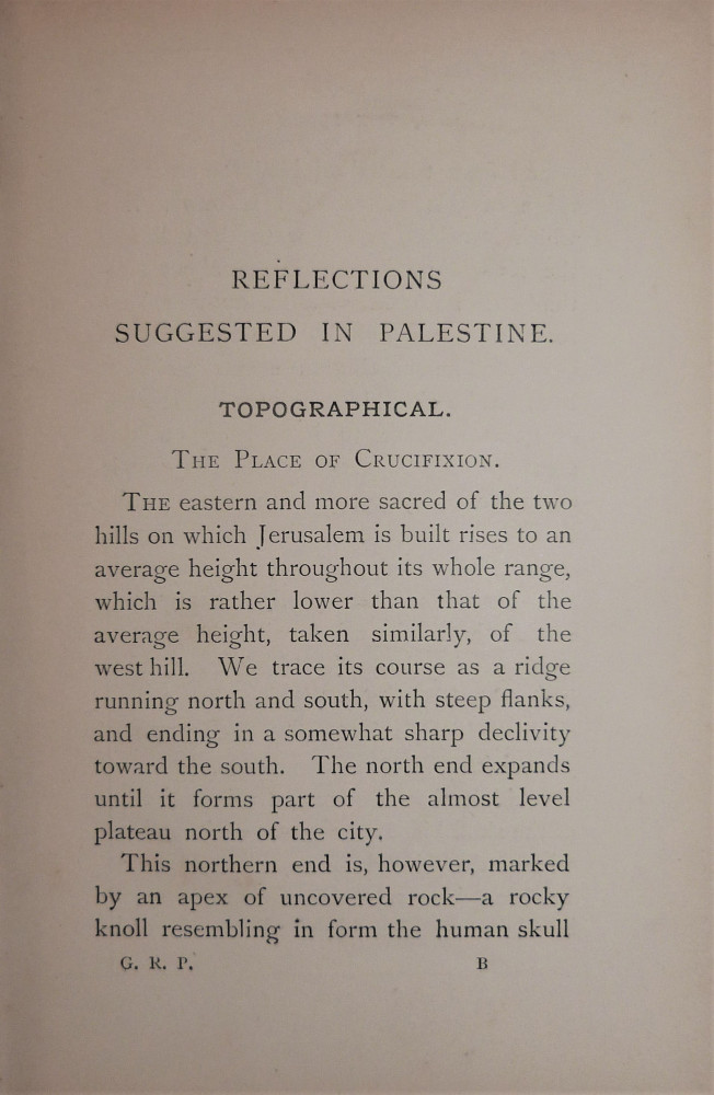 Gordon, Charles George. Reflections in Palestine 1883. Londra, Macmillan and Co, 1884.