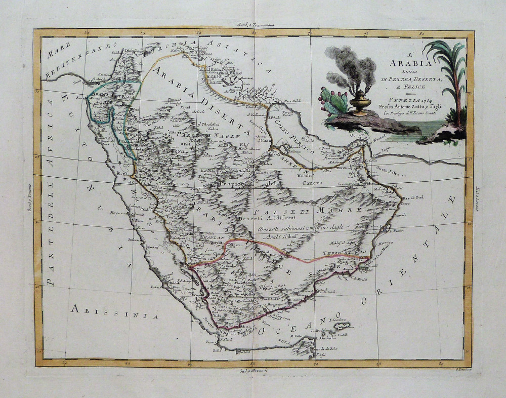  L’Arabia divisa in Petrea, Deserta e Felice. Venezia, Antonio Zatta, 1784.