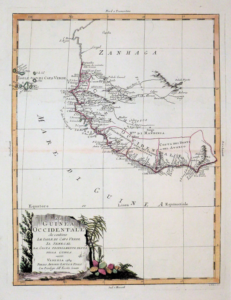 La Guinea Occidentale che contiene le isole di Capo Verde il Senegal la Costa propriamente detta Guinea. Venezia, Antonio Zatta, 1784.
