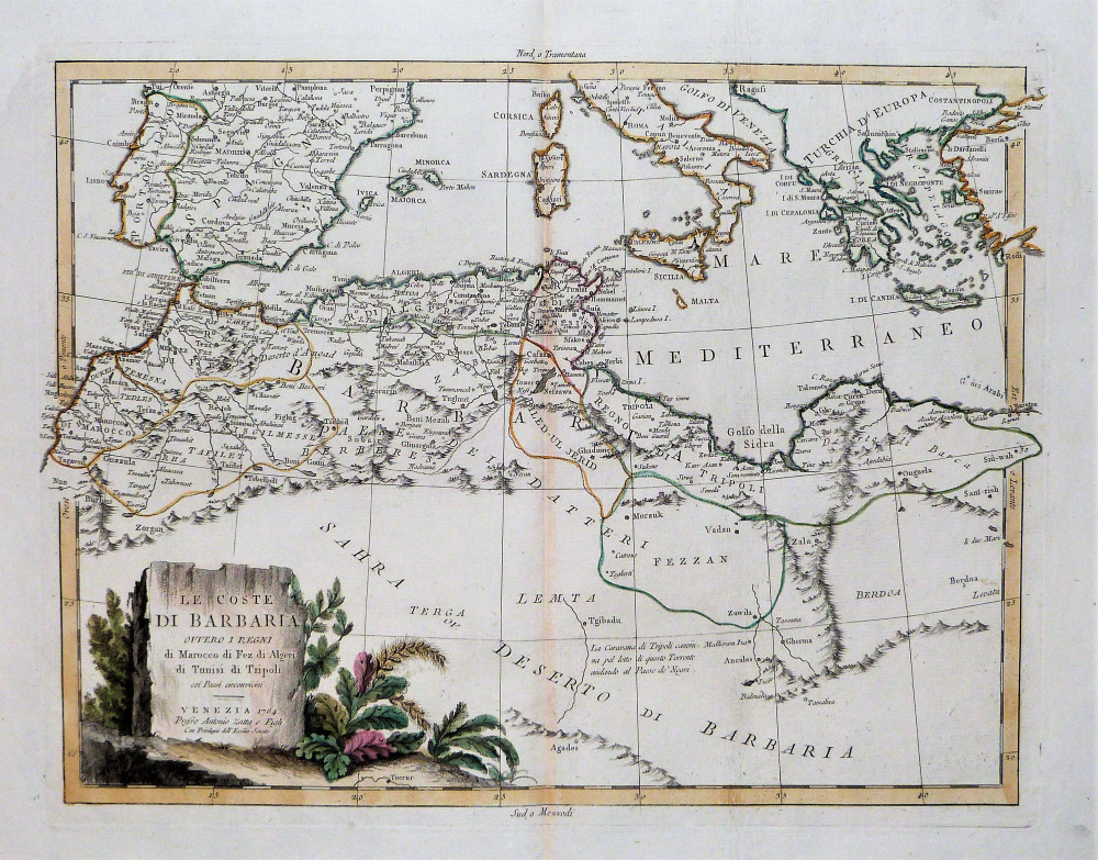 Le Coste di Barbaria ovvero i Regni di Marocco di Fez di Algeri di Tunisi di Tripoli. Venezia, Antonio Zatta, 1784.
