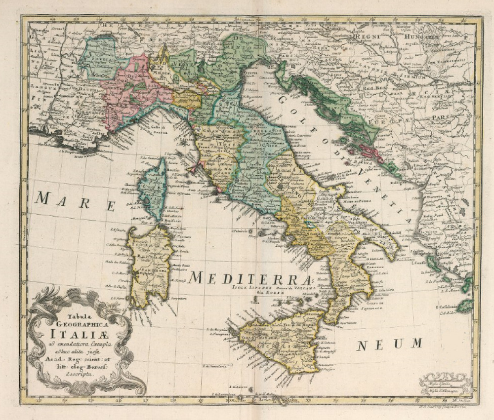 Tabula Geographica Italiae: Ad Emendatiora Exempla ad Huc Edita Jussu… Berlino, Nicolaus Friedrich Sauerbrey - Leonhard Euler, 1753.