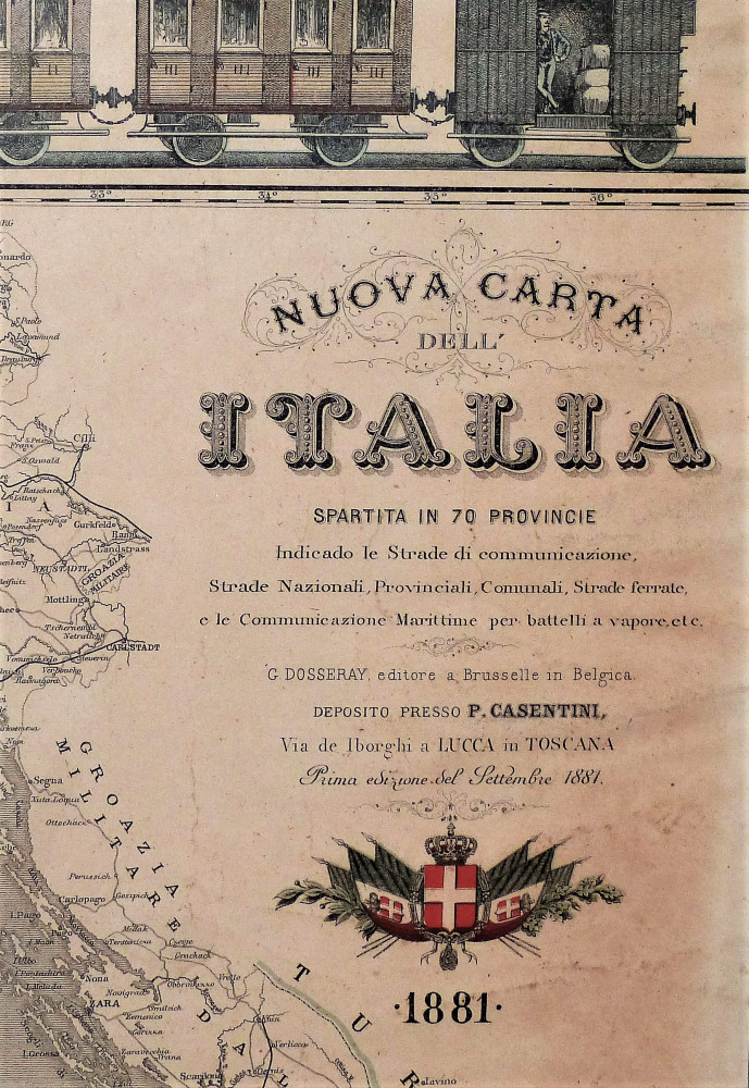 Nuova carta dell'Italia spartita in 70 provincie. Bruxelles, G.  Dosseray, 1881. 