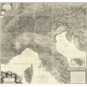 Bacler D'Albe, Louis Albert Ghislain. Carte générale du Théâtre de la Guerre en Italie ... Parigi, chez l’Auteur, 1798, legato con Carte générale des Royaumes de Naples, Sicile et Sardaigne. Parigi, chez l’Auteur, 1802.