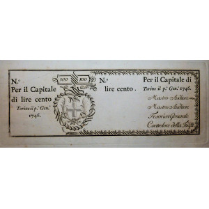 Banconote Regie Finanze Torino. Torino, 1746 - 1750 - 1765.	