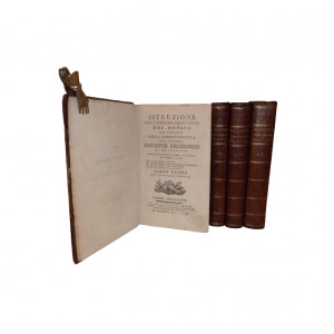 Belmondo, Giuseppe Antonio. Istruzione per l’esercizio degli uffizj del notajo nel Piemonte. Opera teorico-pratica dell’avvocato Giuseppe Belmondo di Bricherasio divisa in quattro libri. Torino, Giammichele Briolo, 1777-1779.