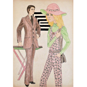 Bozzetti alta moda italiana. Piero Cisternino, Firenze, 1973.