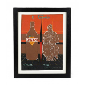 Bozzetto originale - 2 Tesori (Cinzano e Mosè). Torino, Attilio Spreafico, 1940-1950 circa.