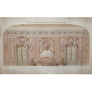 Bozzetto preparatorio di interno. Italia, 1880-1890 circa.