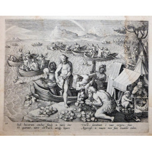 Caccia-Indi baccarum conchas fundo in maris. Anversa, Giovanni Stradano - Philip Galle, 1578-1596.