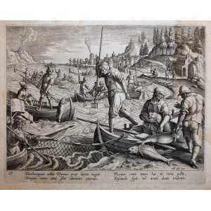 Caccia-Parthenopaeus urbis Thhynnus prope littora magnis. Anversa, Giovanni Stradano - Philip Galle, 1578-1596.