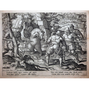 Caccia-Ursorum catulos nigro turbare sub antro. Anversa, Giovanni Stradano - Philip Galle, 1578-1596.