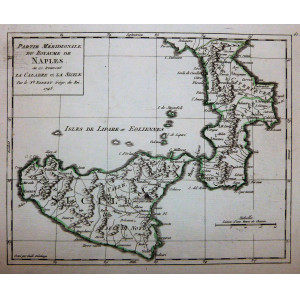 Partie Méridionale du Royaume de Naples ou se trouvent la Calabre et la Sicile. Parigi, Gilles-Robert de Vaugondy, 1748. 