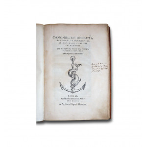 Canones, et decreta sacrosancti oecumenici, et generalis Concilii Tridentini sub Paulo III,  Iulio III, Pio IIII, pontificibus max. Roma, Paolo Manuzio, 1564 - (in fine).