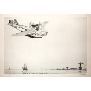 Carbonati, Antonio. L'arrivo da Tunisi dell'S.55 della S.A.M. all'idroscalo di Ostia. Roma, 1932.