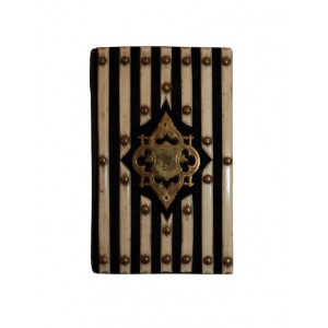 Carnet da ballo e portamonete in avorio, ottone e velluto blu. s.d. (ma 1840 - 1880 circa).