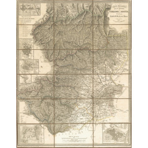 Carta corografica delle  divisioni di Torino e Aosta. Torino, Giovanni Battista Maggi, 1840 circa.