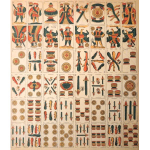 Carte da gioco spagnole (baraja). Parigi, P.G. Grimaud, 1855-1860 ca.