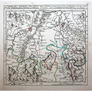 Carte des confins de l'État de Gênes ou sont Novi, Gavi, et Ottagio, avec les environs d'Alexandrie, Torone, et Valence. Parigi, Gilles-Robert de Vaugondy, 1748.