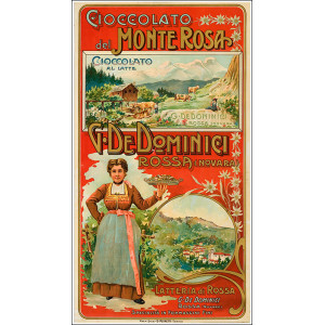 Cioccolato del Monte Rosa G. De Dominici Rossa (Novara). Torino, D. Peyretti, 1910 circa.