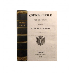 Codice civile per gli Stati di S.M. Re di Sardegna. Torino, Stamperia Reale, 1837, legato con Indice alfabetico analitico delle materie contenute nel Codice […]. Torino, Coi Tipi degli Eredi Bianco e Comp., 1837.